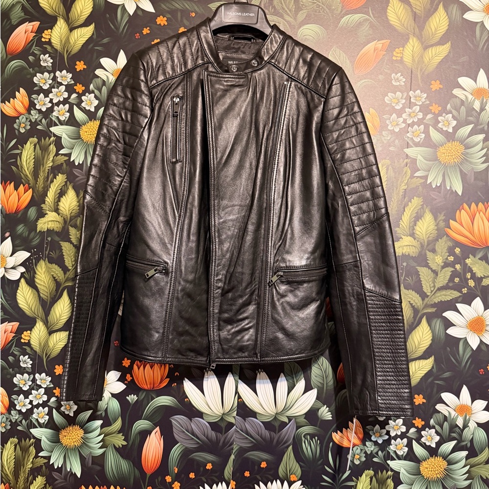Wilsons Leather Quilted Black Jacket